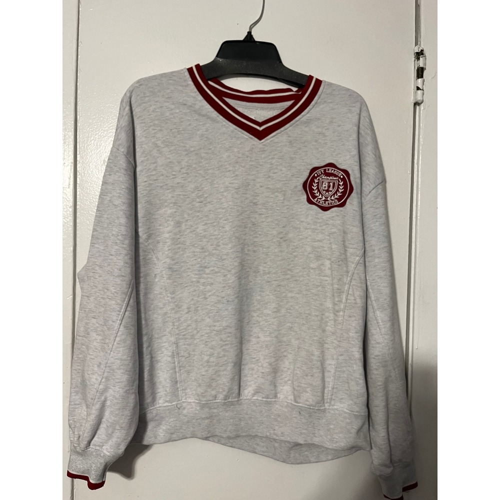 April Kiss Los Angeles Ivy League Champions 81 Varsity V-Neck Sweatshirt XL Gray
